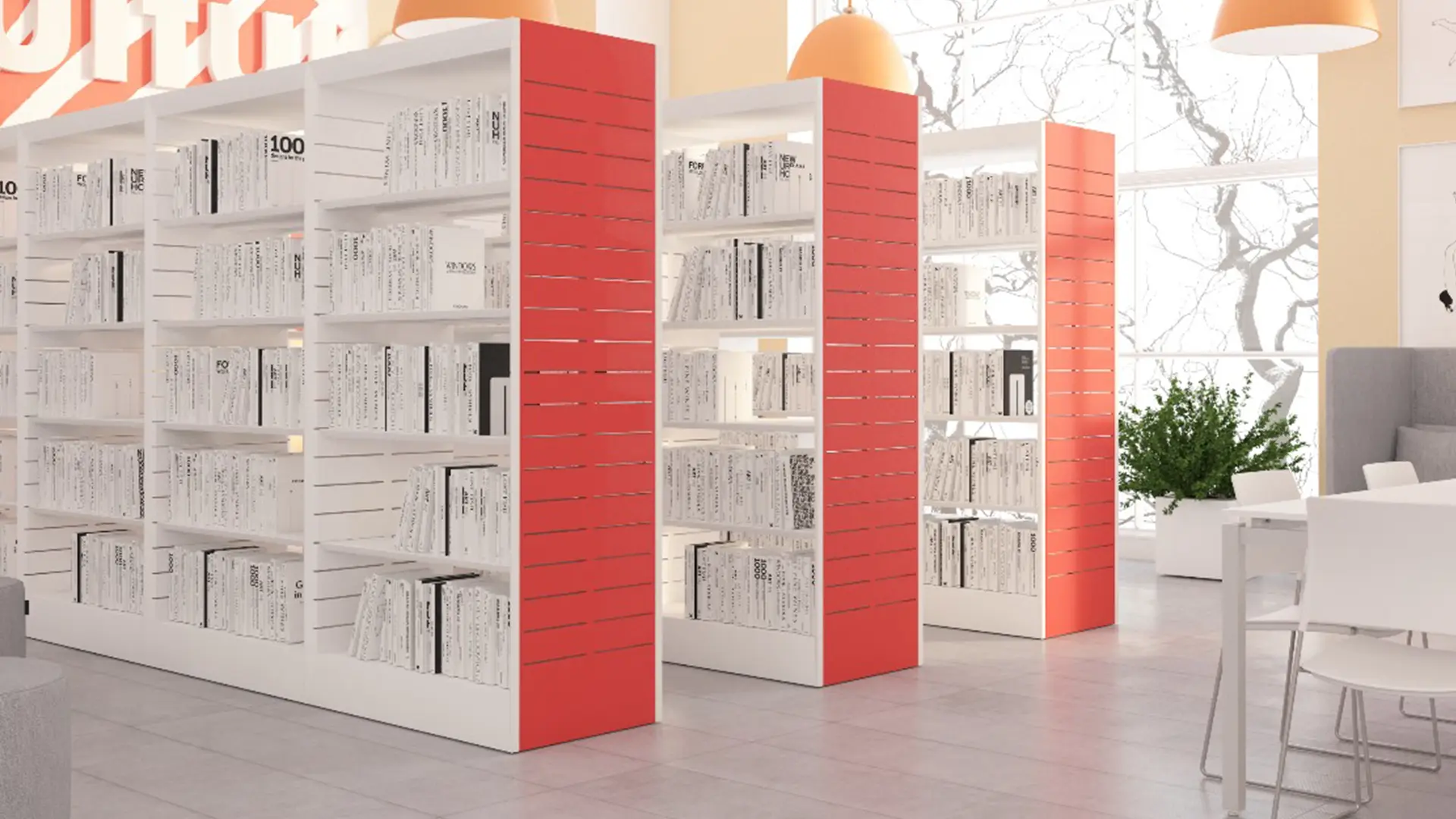 Estantes e mobiliário para bibliotecas