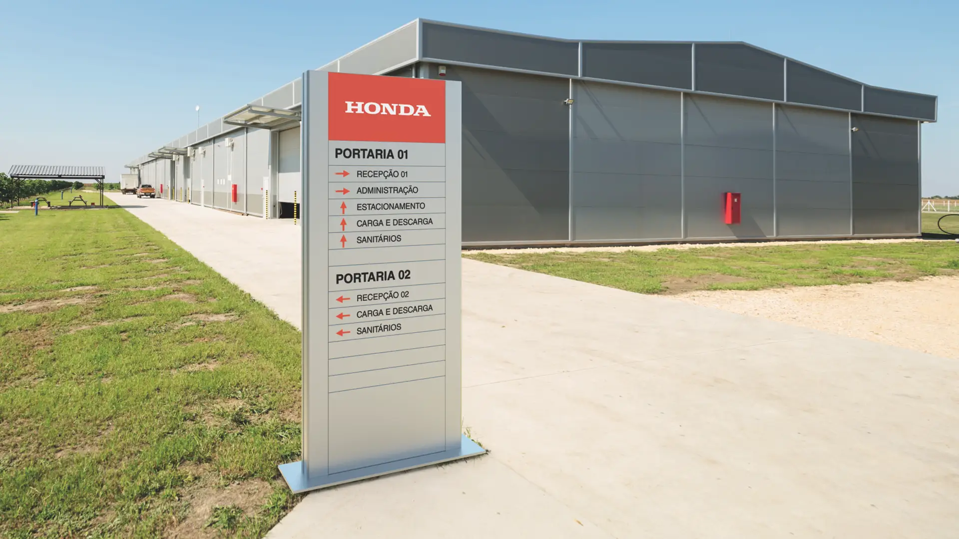 Totem de sinalização modular corporativa